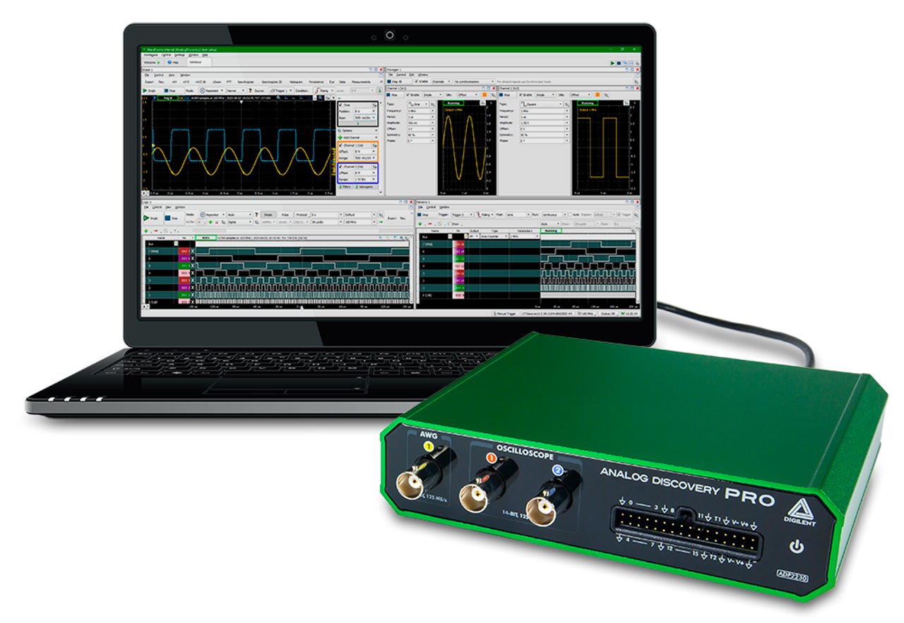 Analog Discovery Pro ADP2230: Mixed Signal USB Oscilloscope, Waveform Generator, Logic Analyzer, and Variable Power Supply