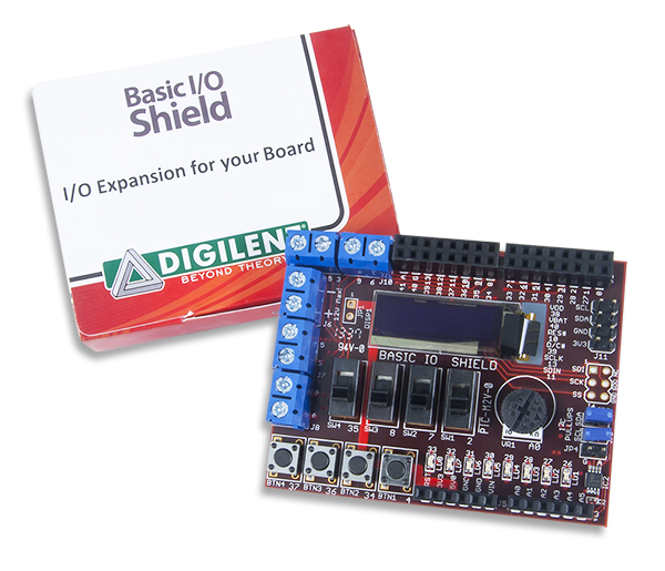Basic I/O Shield: Input/Output Expansion Add-on Board with OLED Display