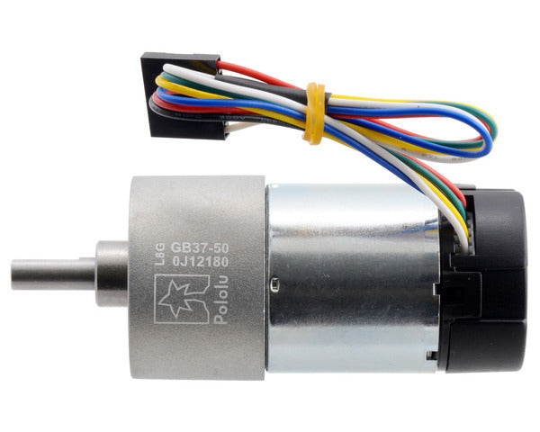 50:1 Metal Gearmotor 37Dx70L mm 24V with 64 CPR Encoder (Helical Pinion)