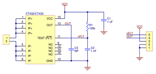 CT433-HSWF50MR TMR Current Sensor Compact Carrier -50A to +50A, 3.3V