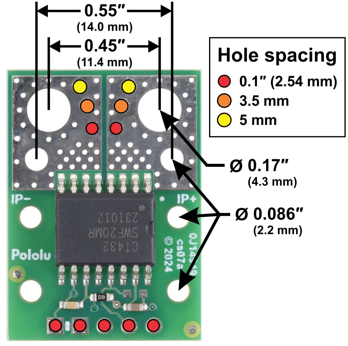 CT433-HSWF50MR TMR Current Sensor Compact Carrier -50A to +50A, 3.3V