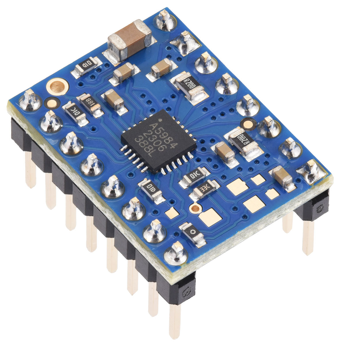 A5984 Stepper Motor Driver Carrier, Fixed 1A@5V / 660mA@3.3V, Blue Edition (Soldered Header Pins)