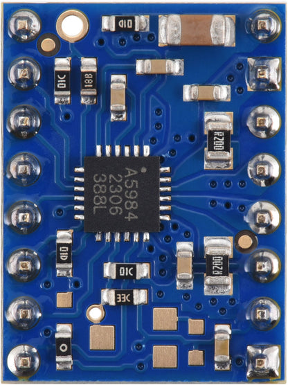 A5984 Stepper Motor Driver Carrier, Fixed 1A@5V / 660mA@3.3V, Blue Edition (Soldered Header Pins)