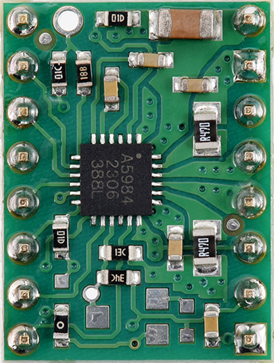 A5984 Stepper Motor Driver Carrier, Fixed 500mA@5V / 330mA@3.3V (Soldered Header Pins)