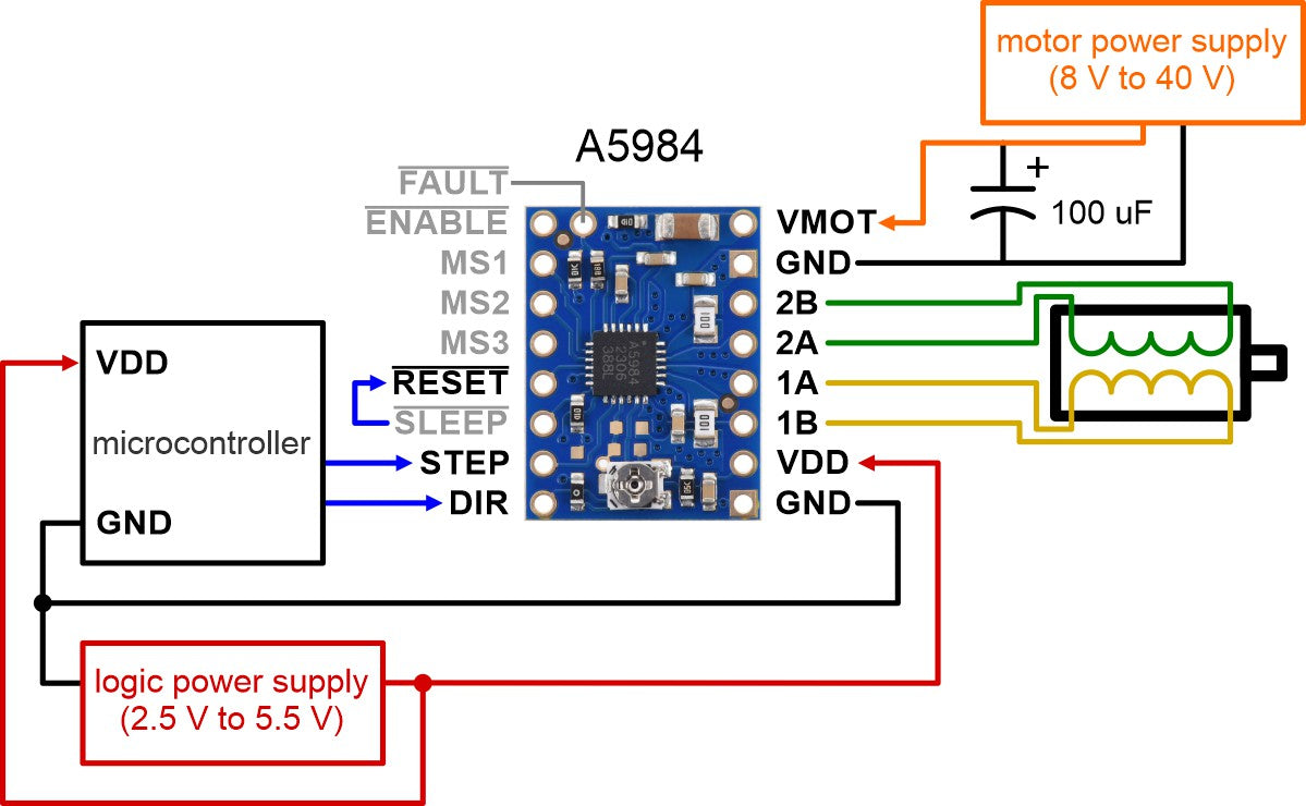 A5984 Stepper Motor Driver Carrier, Adjustable Current, Blue Edition