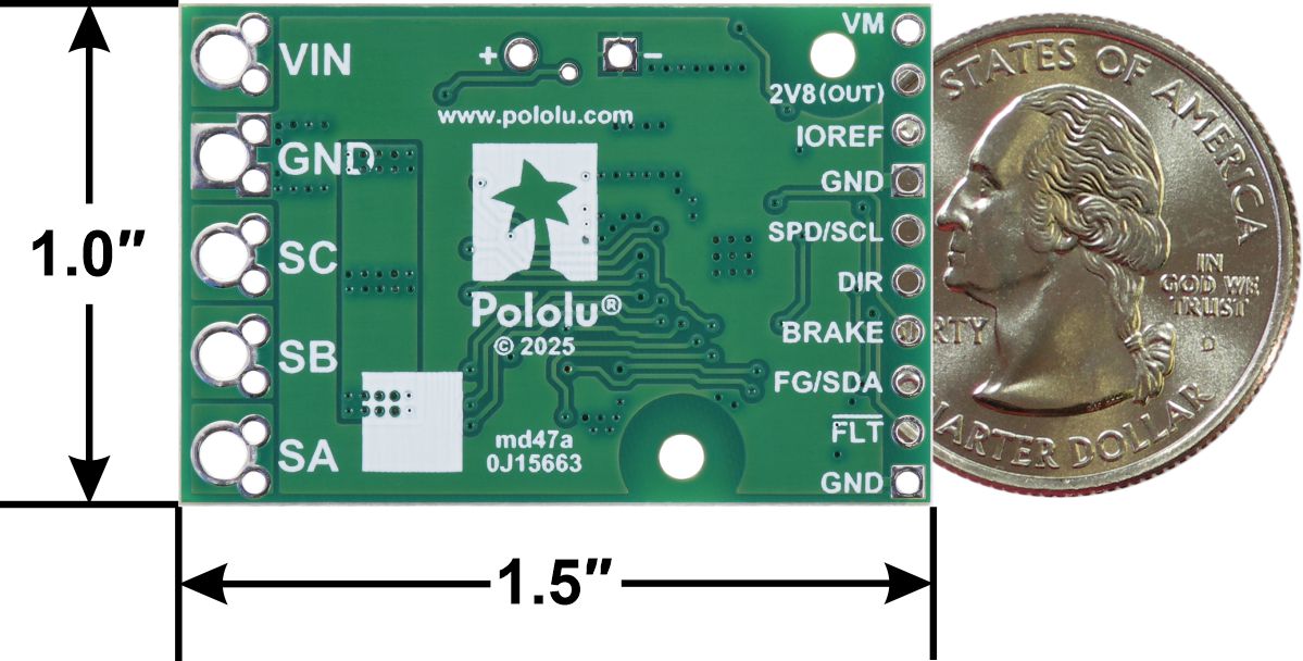 A89301-Based Sensorless Brushless Motor Controller, 50V, 11A (Soldered Connectors)