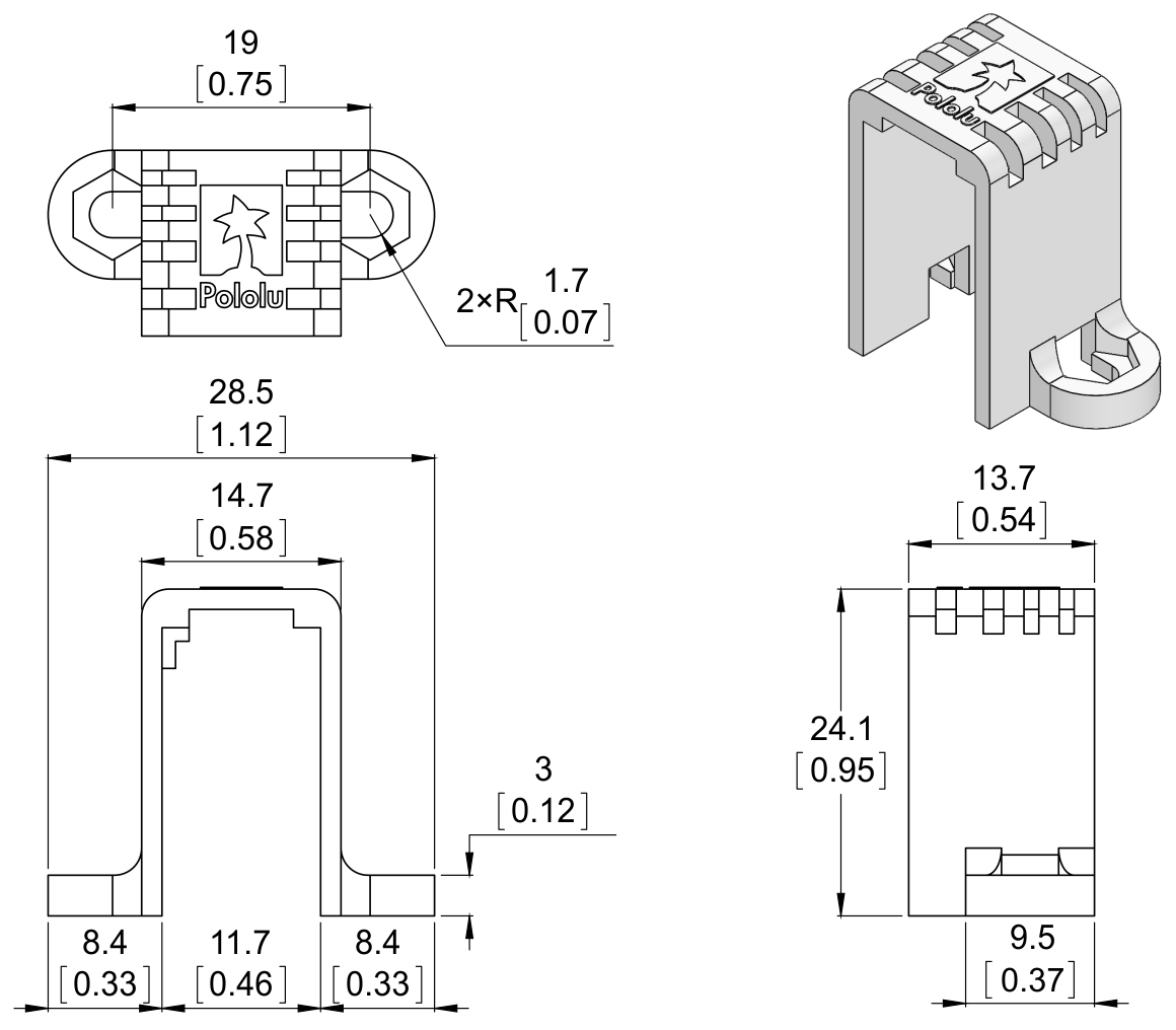 Pololu Mini Plastic Gearmotor Bracket Pair - Tall