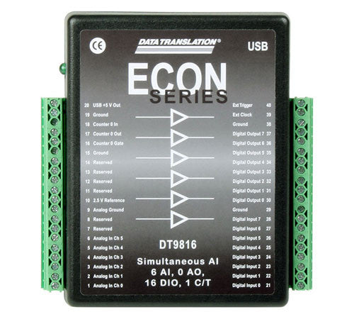 DT9816-S, Simultaneous DAQ, 16b, 750KHz, 6AI, 16DIO, 1CN