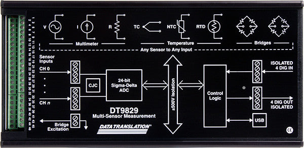 DT9829-8, USB-Based, Multi-Sensor, 24B, 960HZ, 8AI, 4DIO