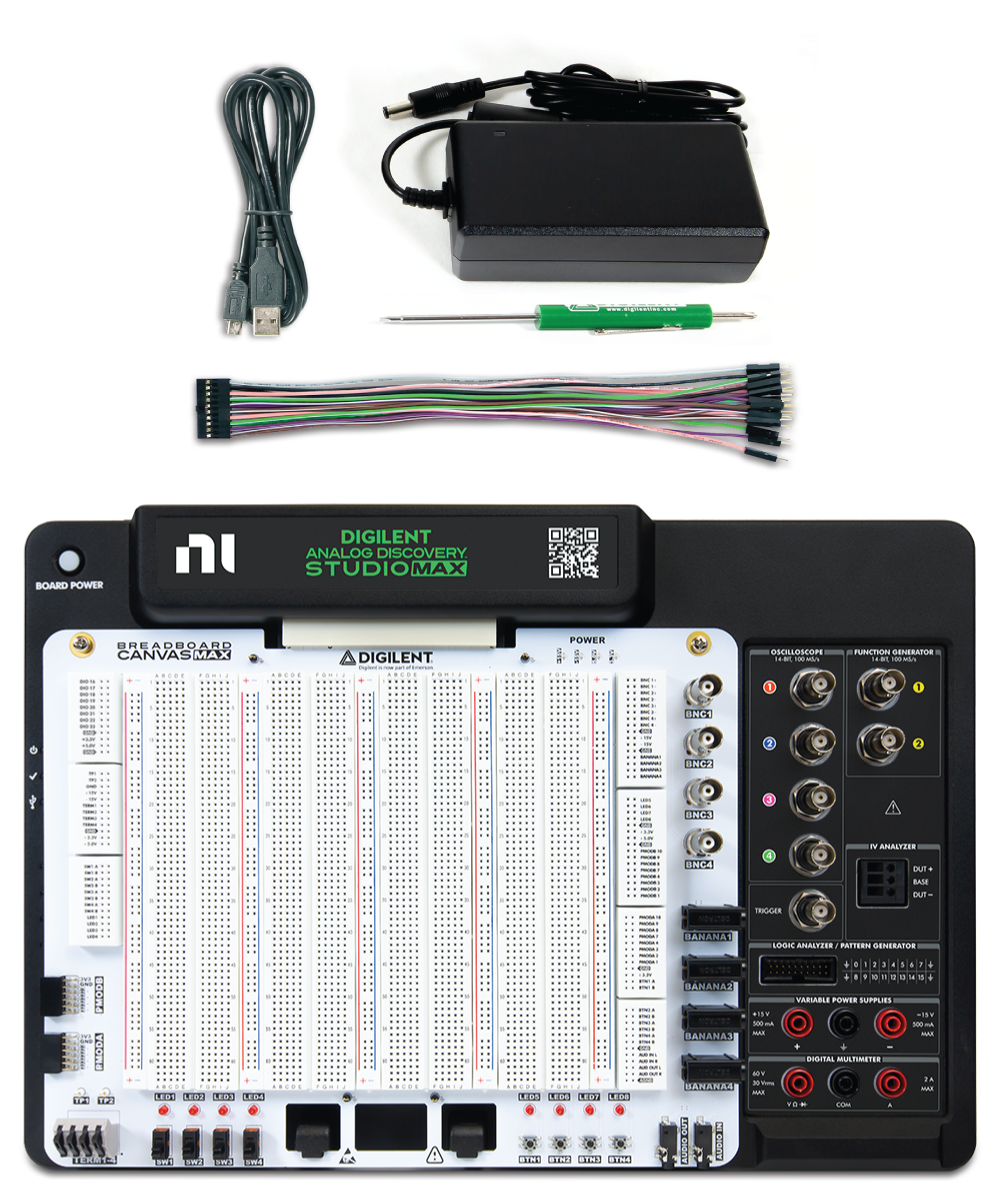Analog Discovery Studio Max with base kit components