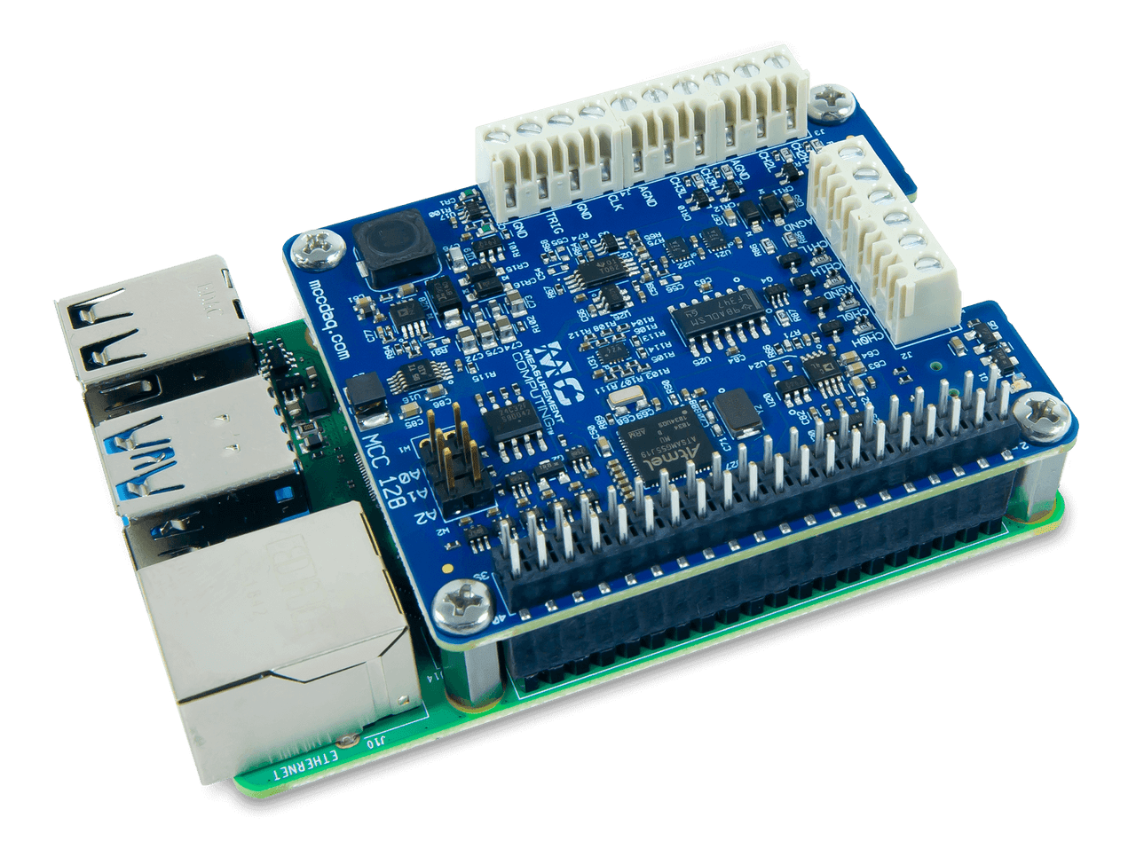 MCC 128: Voltage Measurement DAQ HAT for Raspberry Pi® 16-bit,100 kS/s, 8 SE/4 DIFF Analog Inputs, M