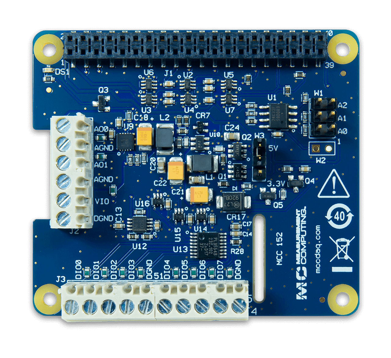 MCC 152: Voltage Output and DIO DAQ HAT for Raspberry Pi®