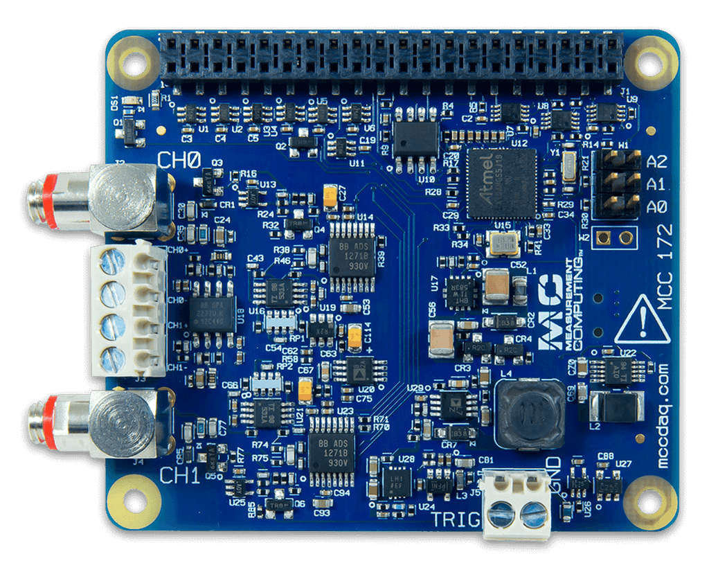 MCC 172: IEPE Measurement DAQ HAT for Raspberry Pi®