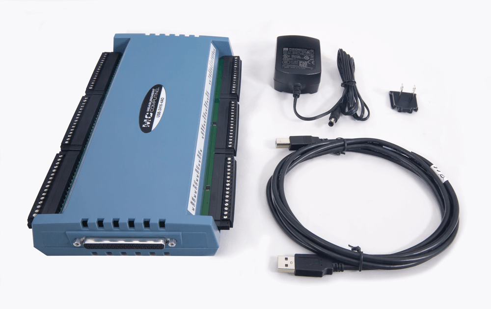MCC USB-2416-4AO with included power supply and USB cable