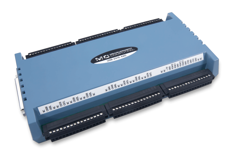 MCC USB-2416-4AO, angled view