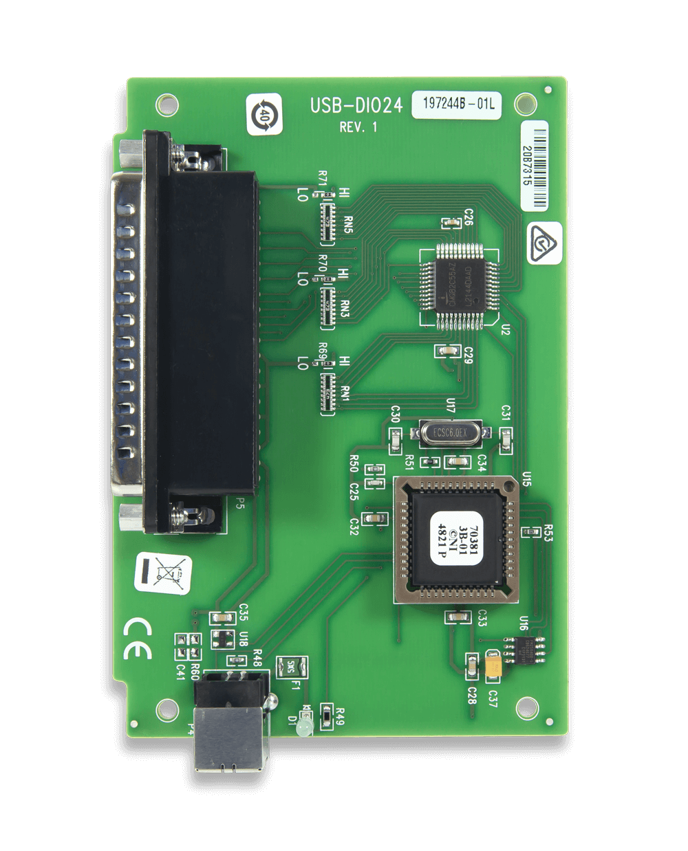 MCC USB-DIO24/37, top view