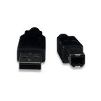 USB A to B cable connectors, front view