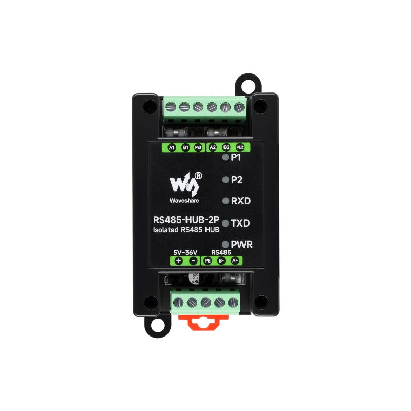 Industrial-grade Isolated 2-Ch RS485 Hub, Rail-mount Support, Wide Baud Rate Range, Expands 2-ch RS4