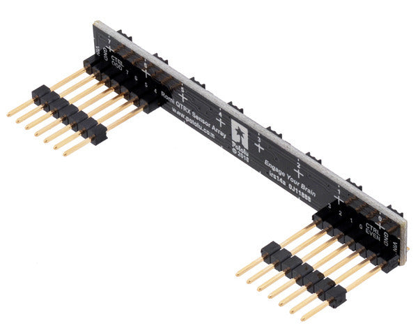 8-Channel QTRX Sensor Array for Romi/TI-RSLK MAX (Through-Hole Pins Soldered)