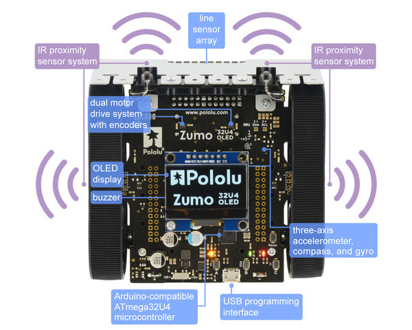 Zumo 32U4 OLED Robot (Assembled with 75:1 HP Motors)