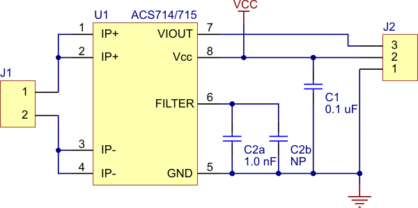 ACS714 Current Sensor Carrier -5A to +5A