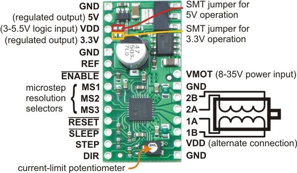 A4988 Stepper Motor Driver Carrier with Voltage Regulators