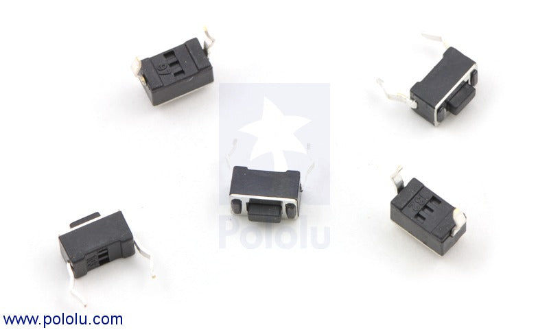 Mini Pushbutton Switch: PCB-Mount, 2-Pin, SPST, 50mA (5-Pack)