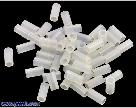 Nylon Spacer: 8mm Length, 4mm OD, 2.7mm ID (50-Pack)