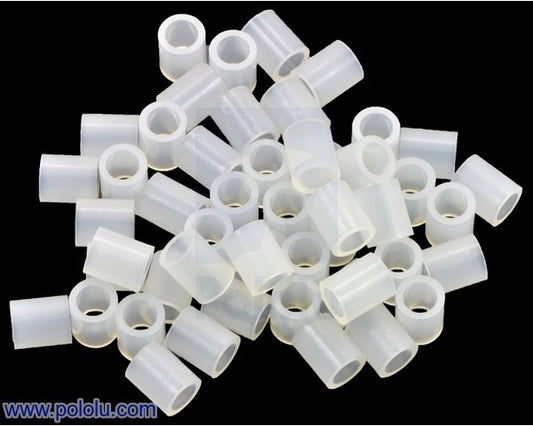 Nylon Spacer: 6mm Length, 5mm OD, 3.3mm ID (50-Pack)