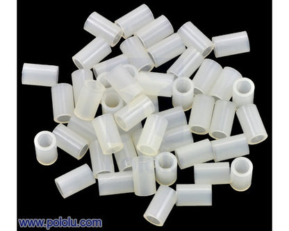 Nylon Spacer: 8mm Length, 5mm OD, 3.3mm ID (50-Pack)