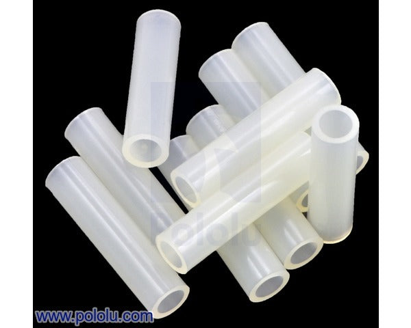 Nylon Spacer: 20mm Length, 5mm OD, 3.3mm ID (10-Pack)