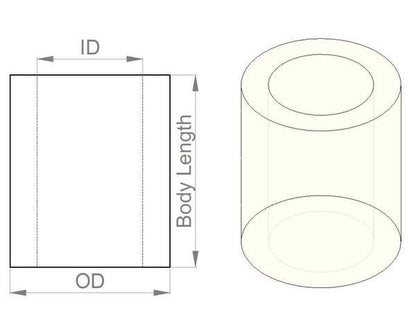 Nylon Spacer: 12mm Length, 4mm OD, 2.7mm ID (25-Pack)