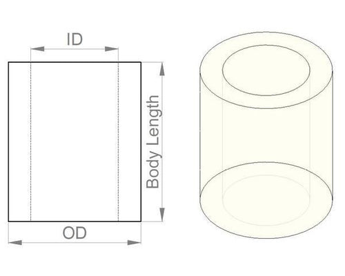 Nylon Spacer: 12mm Length, 5mm OD, 3.3mm ID (25-Pack)