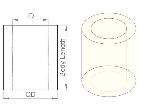 Nylon Spacer: 15mm Length, 5mm OD, 3.3mm ID (25-Pack)