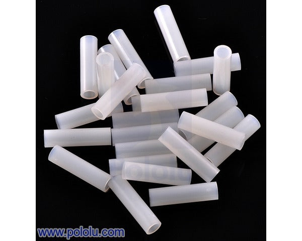 Nylon Spacer: 15mm Length, 4mm OD, 2.7mm ID (25-Pack)