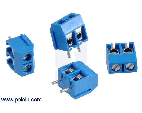 Screw Terminal Block: 2-Pin, 5 mm Pitch, Side Entry (4-Pack)