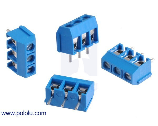 Screw Terminal Block: 3-Pin, 5 mm Pitch, Side Entry (4-Pack)