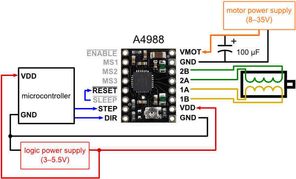 Pololu A4988 Stepper Motor Driver Carrier, Black Edition