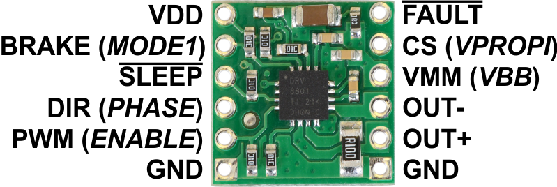 DRV8801 Single Brushed DC Motor Driver Carrier