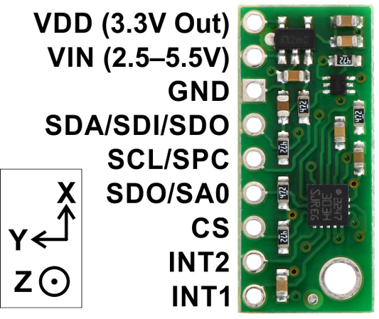 LSM303D 3D Compass and Accelerometer Carrier with Voltage Regulator