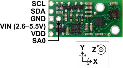 AltIMU-10 v3 Gyro, Accelerometer, Compass, and Altimeter (L3GD20H, LSM303D, and LPS331AP Carrier)