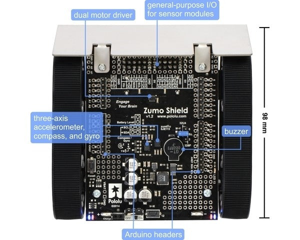 Zumo Robot for Arduino, v1.2 (Assembled with 75:1 HP Motors)