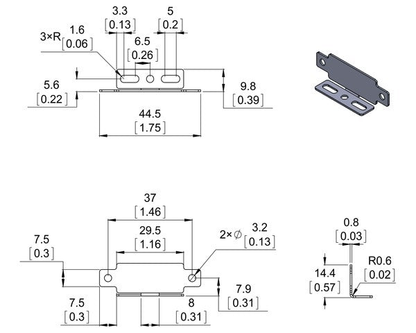 Bracket Pair for Sharp GP2Y0A02, GP2Y0A21, and GP2Y0A41 Distance Sensors - Parallel