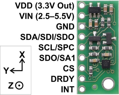 LIS3MDL 3-Axis Magnetometer Carrier with Voltage Regulator