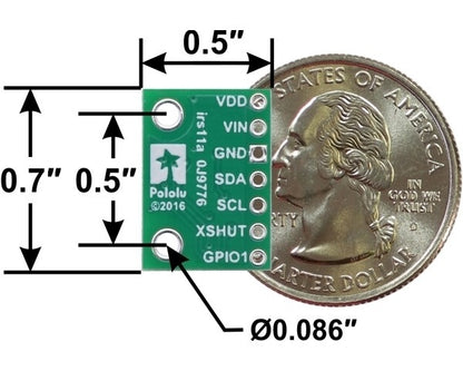 VL53L1X Time-of-Flight Distance Sensor Carrier with Voltage Regulator, 400cm Max