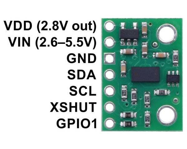 VL53L0X Time-of-Flight Distance Sensor Carrier with Voltage Regulator, 200cm Max