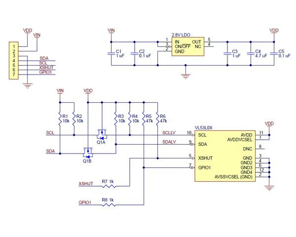 VL53L0X Time-of-Flight Distance Sensor Carrier with Voltage Regulator, 200cm Max