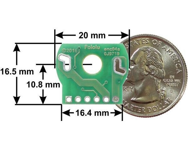 Magnetic Encoder Pair Kit for 20D mm Metal Gearmotors, 20 CPR, 2.7-18V