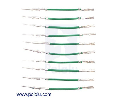 Wires with Pre-Crimped Terminals 10-Pack M-F 1" Green