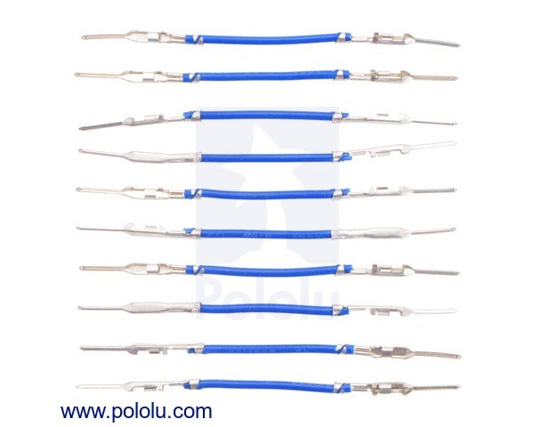 Wires with Pre-Crimped Terminals 10-Pack M-M 1" Blue